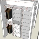 Three section- Double rods/ Drawer 18"W / Shelves 16"D