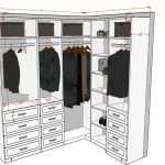 Name: L shape, Six section – Mix of Shelf / Drawer / Rod ( Start from floor 84” H)