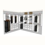 Name: L shape, Six section – Mix of Shelf / Drawer / Rod ( Hanging system 72” H)