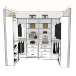 Name: U shape, Six section – Mix of Shelf / Drawer / Rod ( Start from floor 84 ” H)