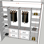 S:Four section-  shelf  / Drawer , rod  - 24" / shelf  . Start from floor 84"