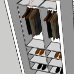 S . two section : shelf , on top rod  start from floor 84"