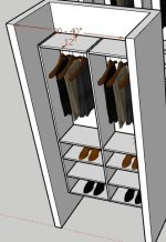 S . two section : shelf , on top rod  start from floor 84"